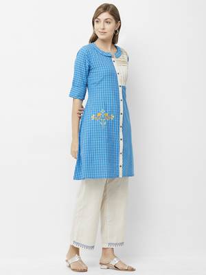 Blue printed cotton kurtas-and-kurtis 3