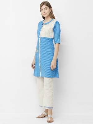 Blue printed cotton kurtas-and-kurtis 4