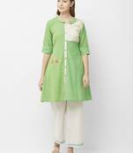 Green printed cotton kurtas-and-kurtis