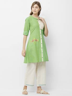 Green printed cotton kurtas-and-kurtis 3