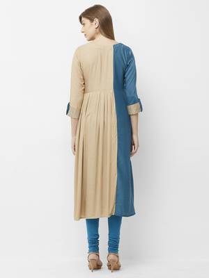 Beige embroidered cotton kurtas-and-kurtis 2