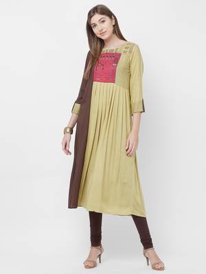 Green embroidered cotton kurtas-and-kurtis 1