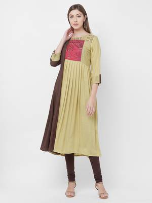 Green embroidered cotton kurtas-and-kurtis 3