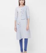 Blue printed cotton kurtas-and-kurtis