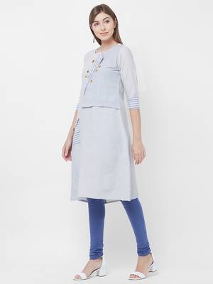 Blue printed cotton kurtas-and-kurtis 4