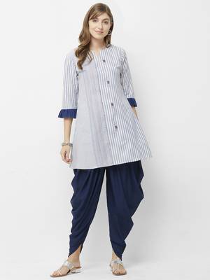 Blue printed cotton kurtas-and-kurtis 1