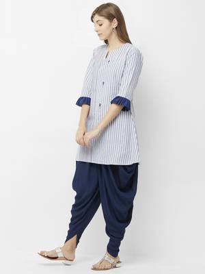 Blue printed cotton kurtas-and-kurtis 4