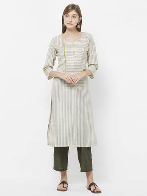 Yellow printed cotton kurtas-and-kurtis 1