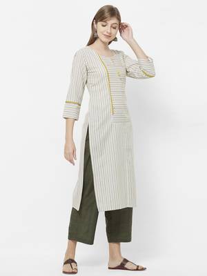 Yellow printed cotton kurtas-and-kurtis 3