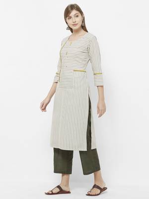 Yellow printed cotton kurtas-and-kurtis 4