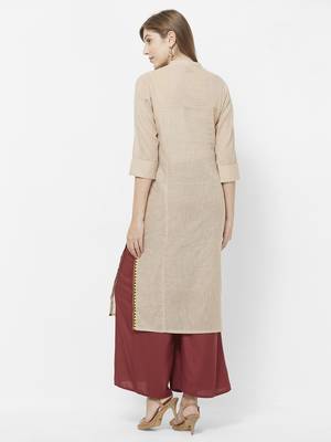Beige printed cotton kurtas-and-kurtis 2