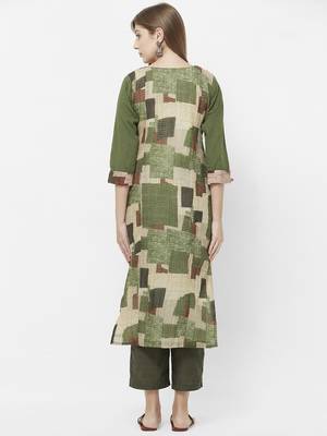 Green printed art silk kurtas-and-kurtis 2