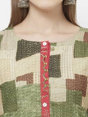 Green printed art silk kurtas-and-kurtis 5