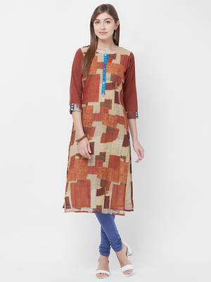 Maroon printed art silk kurtas-and-kurtis 1