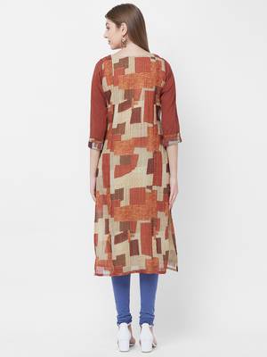 Maroon printed art silk kurtas-and-kurtis 2
