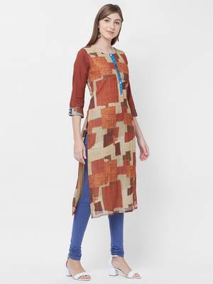 Maroon printed art silk kurtas-and-kurtis 3