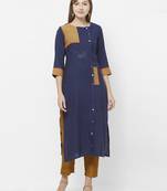 Blue printed rayon kurtas-and-kurtis