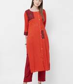 Red printed rayon kurtas-and-kurtis