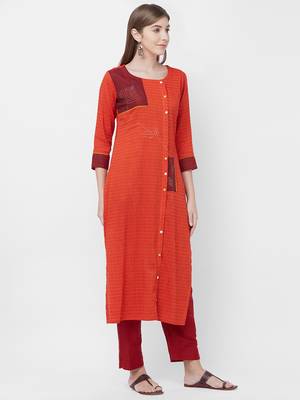 Red printed rayon kurtas-and-kurtis 3