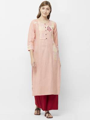 Peach printed cotton kurtas-and-kurtis 1