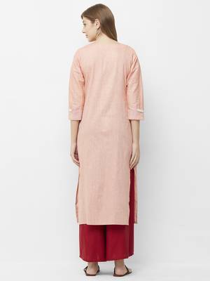 Peach printed cotton kurtas-and-kurtis 2