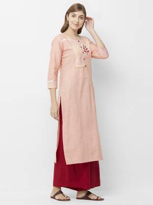 Peach printed cotton kurtas-and-kurtis 3
