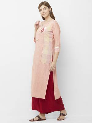 Peach printed cotton kurtas-and-kurtis 4