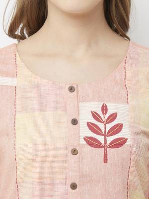 Peach printed cotton kurtas-and-kurtis 5