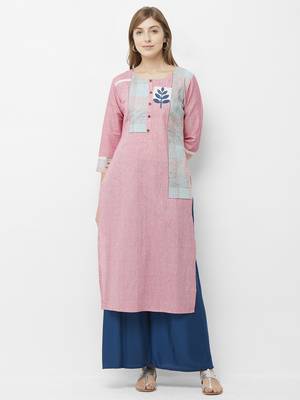 Pink printed cotton kurtas-and-kurtis 1
