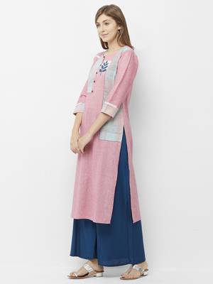 Pink printed cotton kurtas-and-kurtis 4