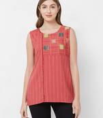 Peach printed rayon kurtas-and-kurtis