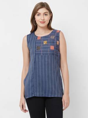 Blue printed rayon kurtas-and-kurtis 1