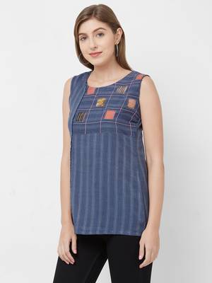 Blue printed rayon kurtas-and-kurtis 4