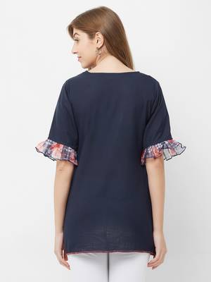 Blue printed cotton kurtas-and-kurtis 2