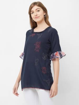 Blue printed cotton kurtas-and-kurtis 4