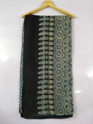 Navy Blue Modal Ajrakh Printed saree 5