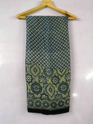 Navy Blue Modal Ajrakh Printed saree 7