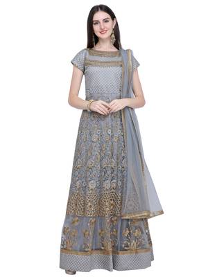 Grey embroidered net salwar 1