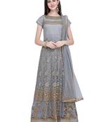 Grey embroidered net salwar