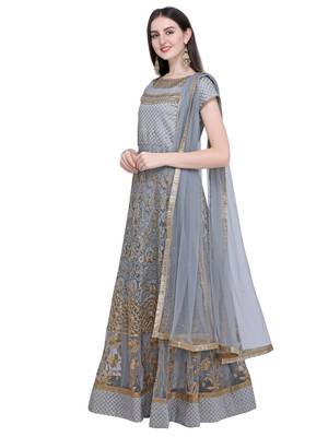 Grey embroidered net salwar 2