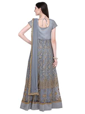 Grey embroidered net salwar 3