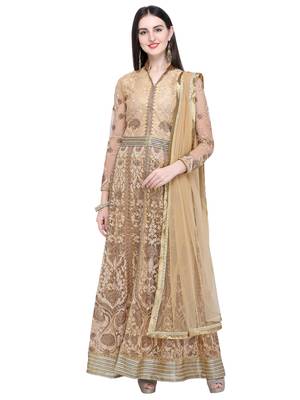 Beige embroidered net salwar 1
