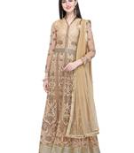 Beige embroidered net salwar