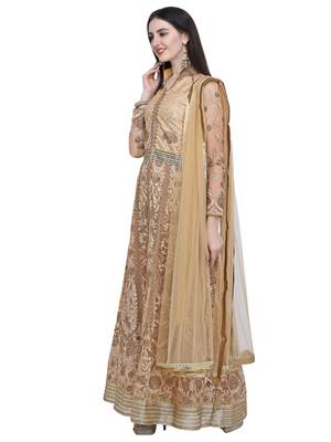 Beige embroidered net salwar 2