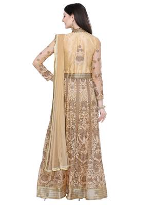 Beige embroidered net salwar 3