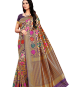 Purple Woven Banarasi Saree With Blouse