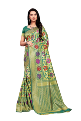 Green Woven Banarasi Saree With Blouse 1