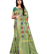 Green Woven Banarasi Saree With Blouse