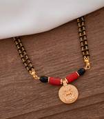 Black crystal mangalsutra MEDIUM length with big Laxmi vati one gram gold