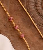 Mugappu chain LONG 30" length with ruby balls one gram gold
